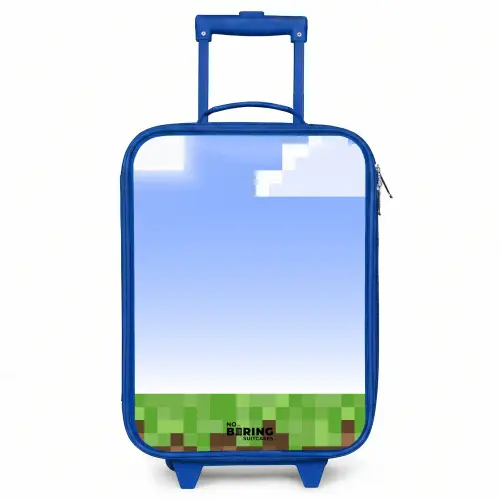 Pixel wereld Kinderkoffer - Blauw klein -3d