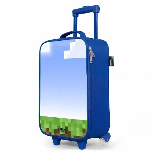 Pixel wereld Kinderkoffer - Blauw klein -productfoto_schuin
