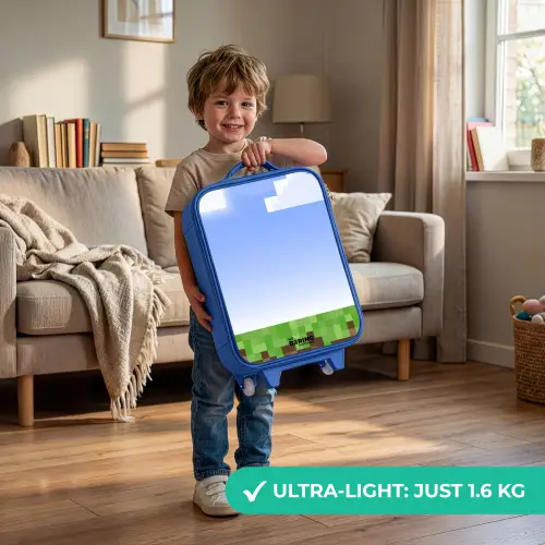 Pixel wereld Kinderkoffer - Blauw klein -sfeer2_EN