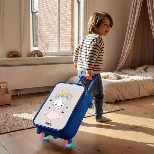 Prinses met knotjes Kinderkoffer - Blauw klein -sfeer1