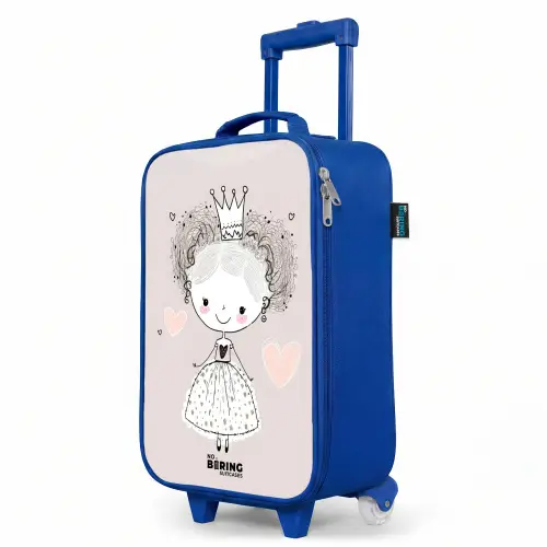 Prinses met krulletjes Kinderkoffer - Blauw klein -productfoto_schuin