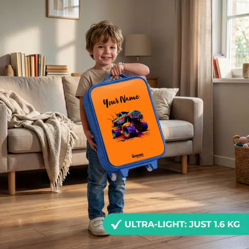 Rainbow Wheels Kinderkoffer - Blauw klein -sfeer2_EN