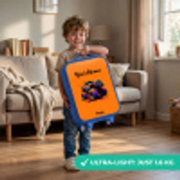 Rainbow Wheels Kinderkoffer - Blauw klein -sfeer2_EN