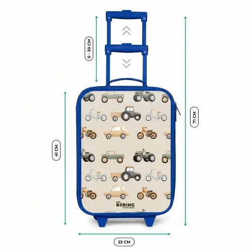 Retro voertuigen patroon Kinderkoffer - Blauw klein -productfoto_formaten