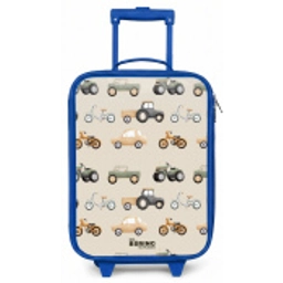 Retro voertuigen patroon Kinderkoffer - Blauw klein -zz3dotto