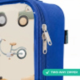 Retro voertuigen patroon Kinderkoffer - Blauw klein -rits_EN