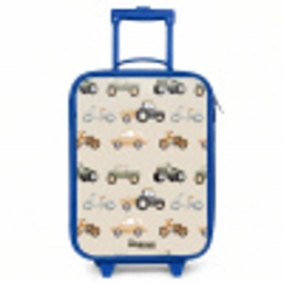 Retro voertuigen patroon Kinderkoffer - Blauw klein -3d