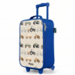 Retro voertuigen patroon Kinderkoffer - Blauw klein -productfoto_schuin