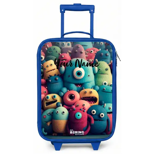 Zachte en bolle monsters Kinderkoffer - Blauw klein -zz3dotto