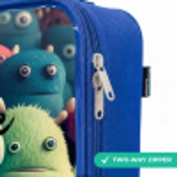 Zachte en bolle monsters Kinderkoffer - Blauw klein -rits_EN