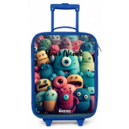 Zachte en bolle monsters Kinderkoffer - Blauw klein -zz3dotto