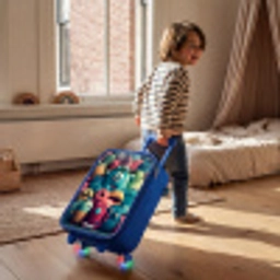 Zachte en bolle monsters Kinderkoffer - Blauw klein -sfeer1