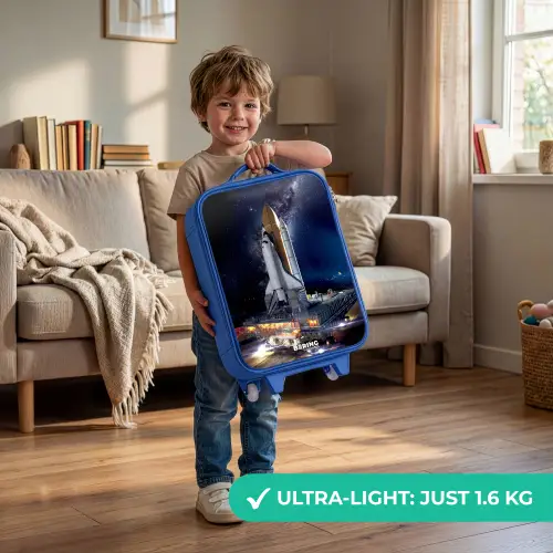 Spaceshuttle die kan opstijgen Kinderkoffer - Blauw klein -sfeer2_EN