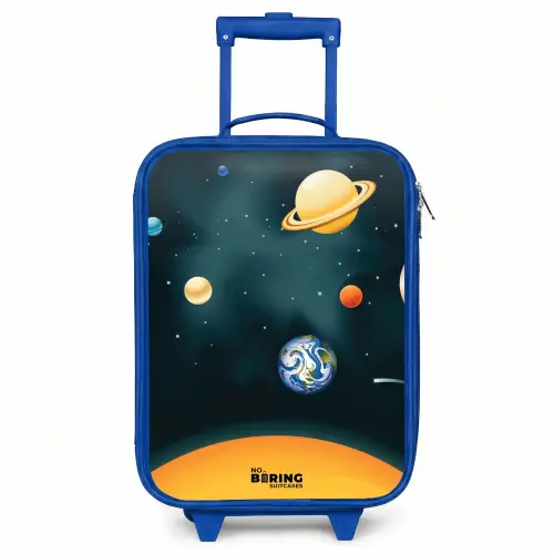 Ruimte met planeten Kinderkoffer - Blauw klein -3d