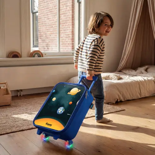 Ruimte met planeten Kinderkoffer - Blauw klein -sfeer1
