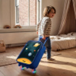 Ruimte met planeten Kinderkoffer - Blauw klein -sfeer1