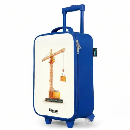 Torenkraan - Getekend - Oranje Kinderkoffer - Blauw klein -productfoto_schuin