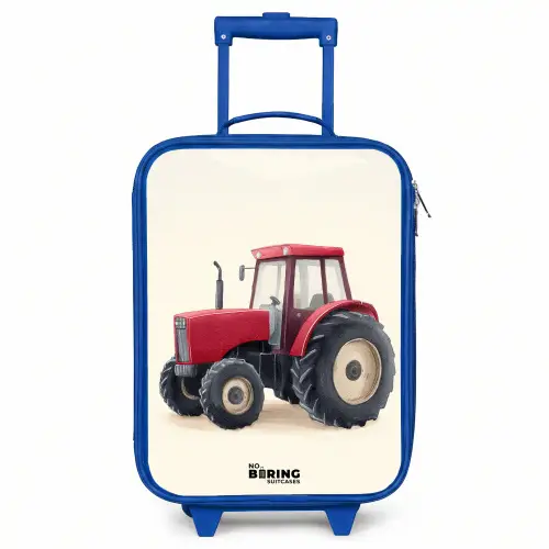 Tractor - Getekend - Rood Kinderkoffer - Blauw klein -3d
