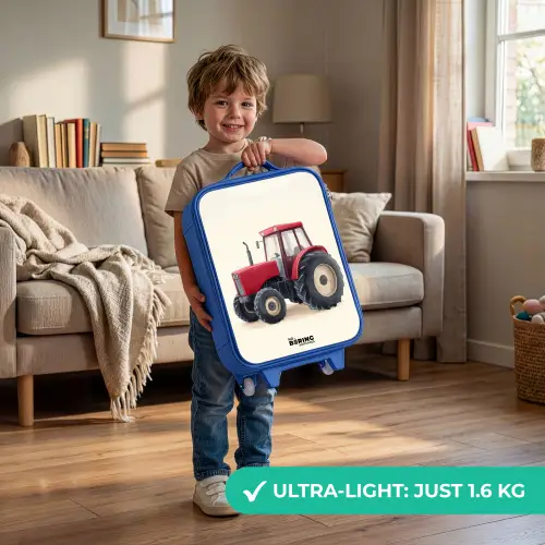 Tractor - Getekend - Rood Kinderkoffer - Blauw klein -sfeer2_EN