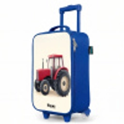 Tractor - Getekend - Rood Kinderkoffer - Blauw klein -productfoto_schuin