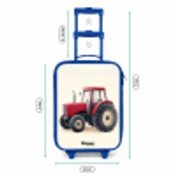 Tractor - Getekend - Rood Kinderkoffer - Blauw klein -productfoto_formaten