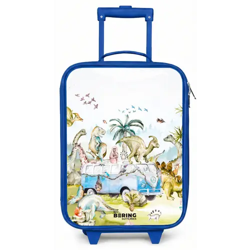 Busje met dino's Kinderkoffer - Blauw klein -zz3dotto