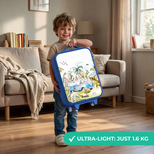 Busje met dino's Kinderkoffer - Blauw klein -sfeer2_EN