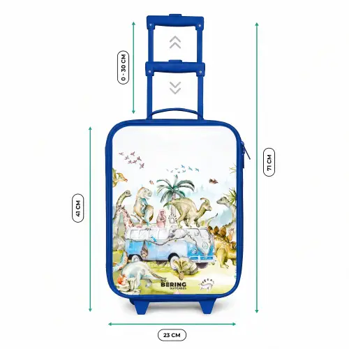 Busje met dino's Kinderkoffer - Blauw klein -productfoto_formaten