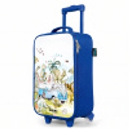 Busje met dino's Kinderkoffer - Blauw klein -productfoto_schuin