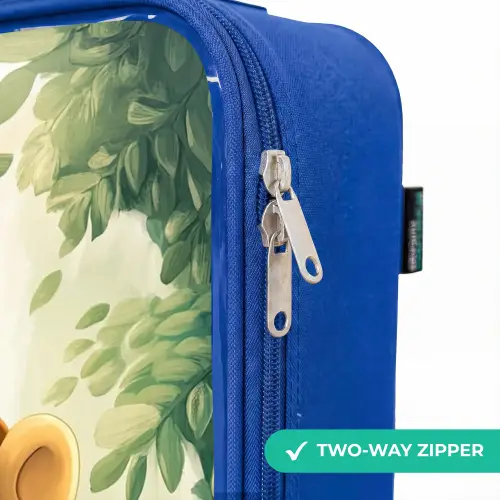 Zebra - Aapje - Waterval - Rotsen Kinderkoffer - Blauw klein -rits_EN