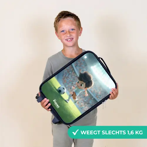 Jongen - Voetbal - Stadion - Zonlicht Kinderkoffer - Zwart klein -sfeer4_NL