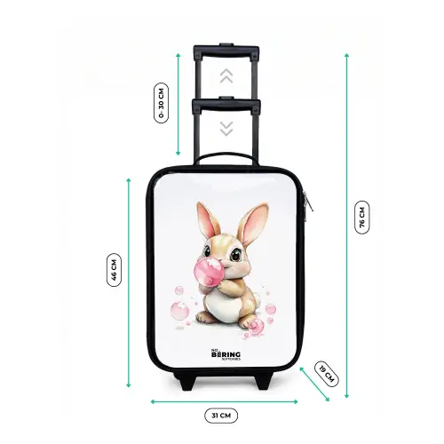 Bruin konijntje met roze bellen Kinderkoffer - Zwart klein -productfoto_formaten