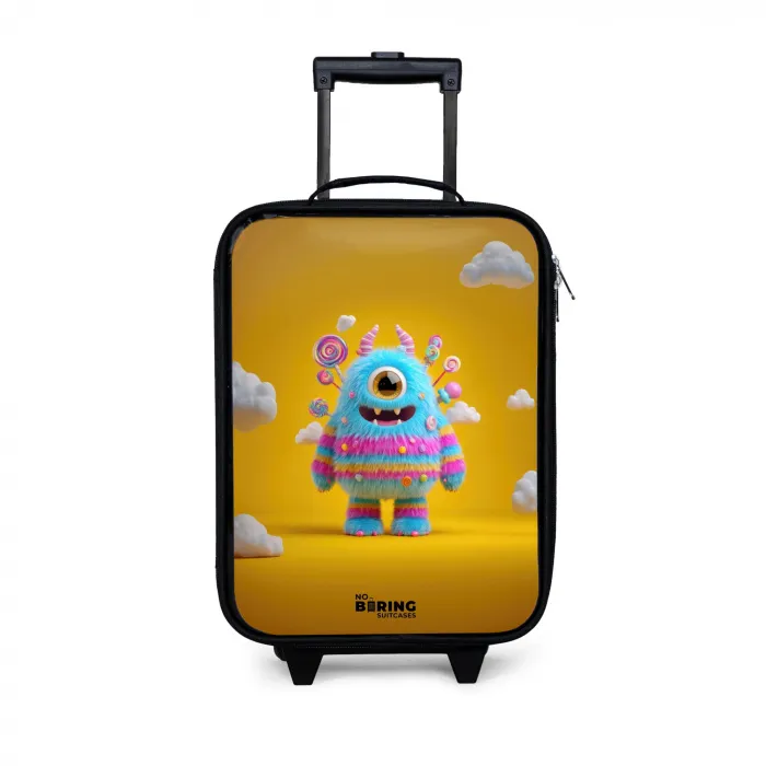 Snoep - Monster - Regenboog Kinderkoffer - Zwart klein -3d