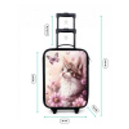 Kat - Paars - Vlinders - Bloemen Kinderkoffer - Zwart klein -productfoto_formaten