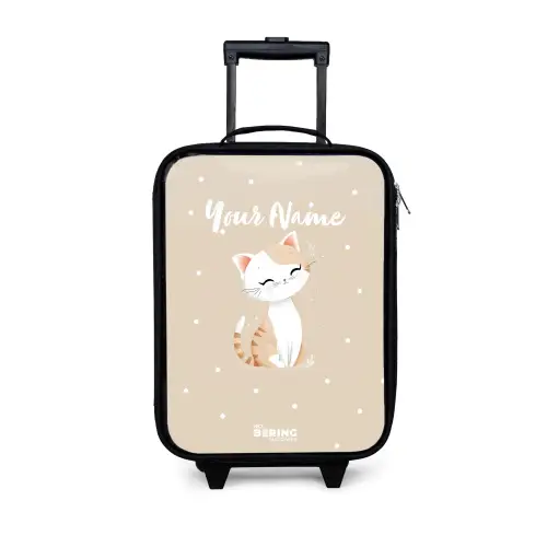 Kat omringd door beige stippen Kinderkoffer - Zwart klein -3d