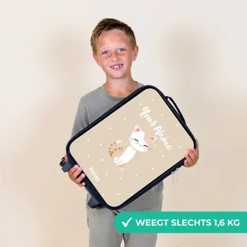 Kat omringd door beige stippen Kinderkoffer - Zwart klein -sfeer4_NL