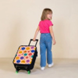 Vrolijk Smiley-patroon Kinderkoffer - Zwart klein -sfeer1