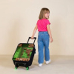 Close-up met pixelachtige blokken Kinderkoffer - Zwart klein -sfeer1