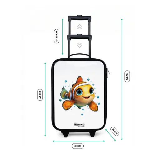Clownvis met bellen op witte achtergrond Kinderkoffer - Zwart klein -productfoto_formaten