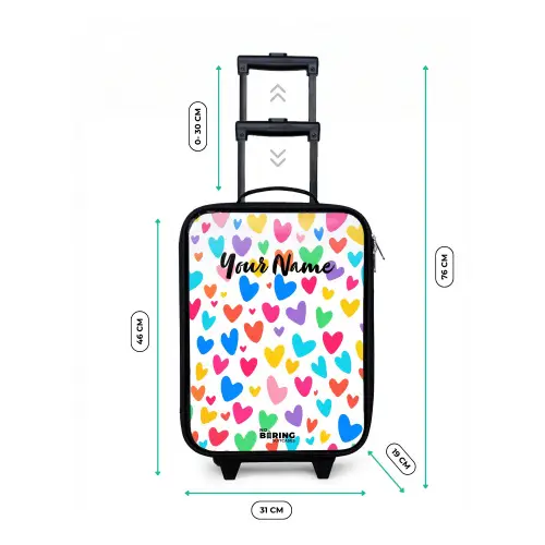 Gekleurde hartjes Kinderkoffer - Zwart klein -productfoto_formaten