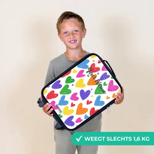 Gekleurde hartjes Kinderkoffer - Zwart klein -sfeer4_NL