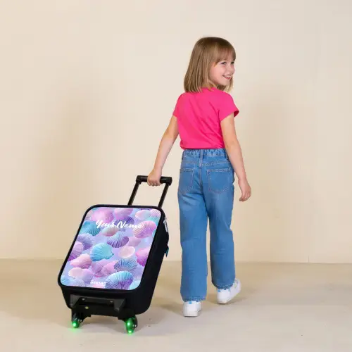 Gekleurde schelpen op een paarse achtergrond Kinderkoffer - Zwart klein -sfeer1