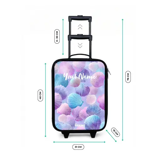 Gekleurde schelpen op een paarse achtergrond Kinderkoffer - Zwart klein -productfoto_formaten