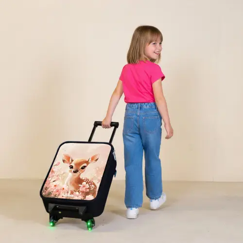 Hertje - Ogen - Stippen - Bloemen Kinderkoffer - Zwart klein -sfeer1