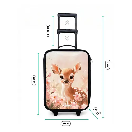 Hertje - Ogen - Stippen - Bloemen Kinderkoffer - Zwart klein -productfoto_formaten