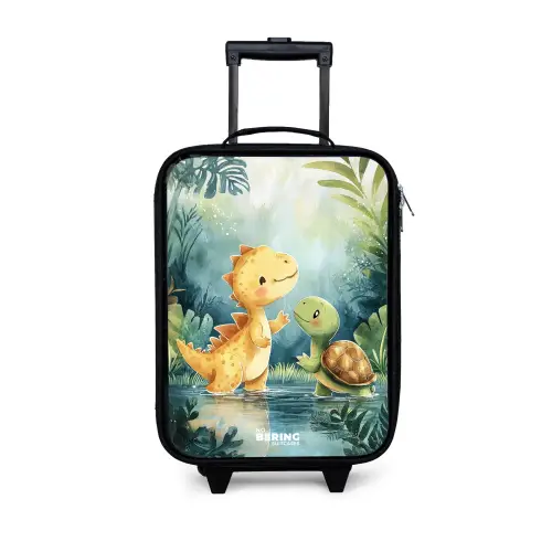Dino - Schildpad - Jungle Kinderkoffer - Zwart klein -3d