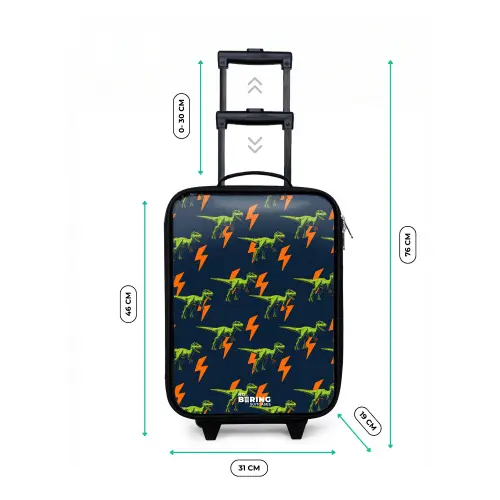 Dinos - Bliksem - Dieren - Blauw Kinderkoffer - Zwart klein -productfoto_formaten