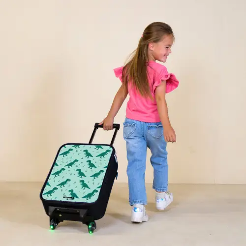 Dinos - Patroon - Groen Kinderkoffer - Zwart klein -sfeer1