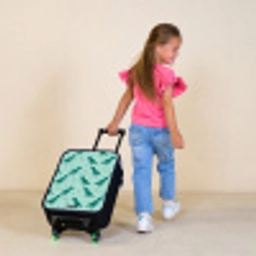 Dinos - Patroon - Groen Kinderkoffer - Zwart klein -sfeer1
