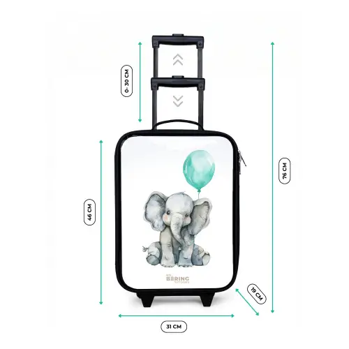Olifant met blauwe ballon Kinderkoffer - Zwart klein -productfoto_formaten